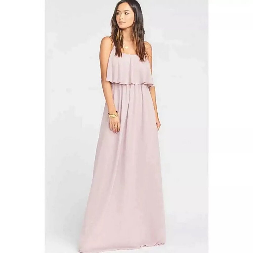 Mumu Caitlin Ruffle Dress Mauve Small Maxi